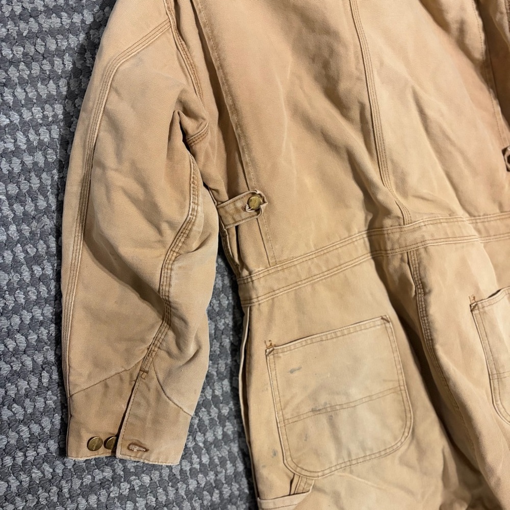 Vintage Carhartt Red quilted Insulated Canvas Coveralls Brown 996QZ 44S USA - Picture 7 of 16